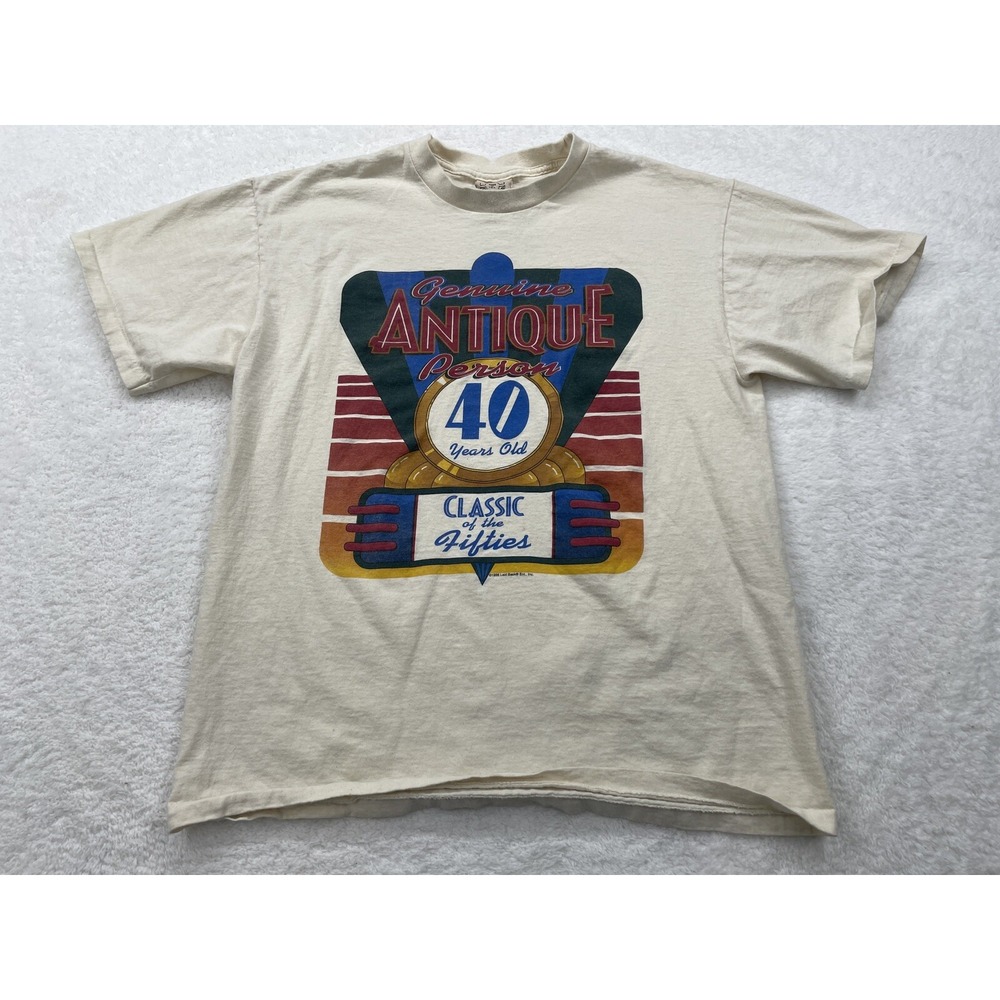 Vintage 1996 PK Clothing Co Genuine Antique Person 40th Birthday T-Shirt Mens L